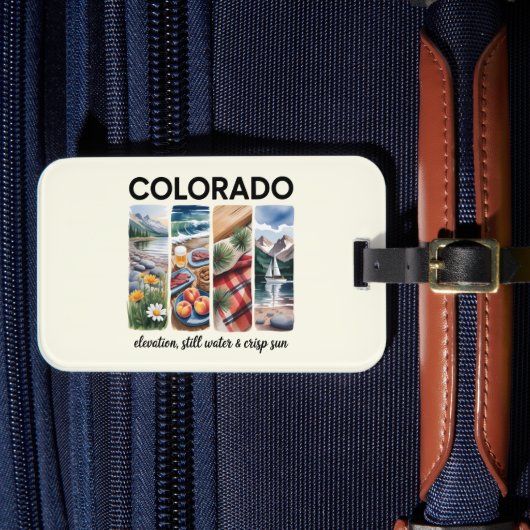 コロラド州 – 標高、静水、鮮明な太陽 ラゲッジタグ (正面インサイチュ4)