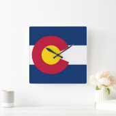 コロラド州、米国の旗が付いている柱時計 スクエア壁時計 (ホーム)