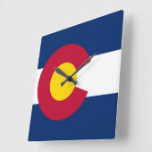 コロラド州、米国の旗が付いている柱時計 スクエア壁時計 (傾斜)