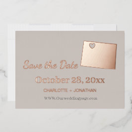 コロラド州 結婚式 Save The Date ローズゴールド 箔招待状