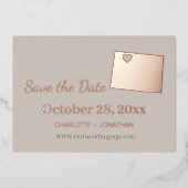コロラド州 結婚式 Save The Date ローズゴールド 箔招待状 (正面)