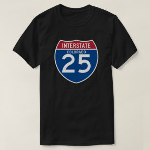 コロラド州CO I-25の州間幹線道路の盾- Tシャツ