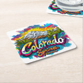 コロラド春ズコロラドパイクピークマウンテン スクエアペーパーコースター (アングル)