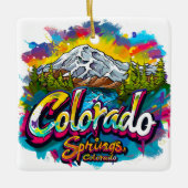 コロラド春ズコロラドパイクピークマウンテン セラミックオーナメント (正面)