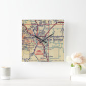 コロラド春ヴィンテージマップ スクエア壁時計 (ホーム)