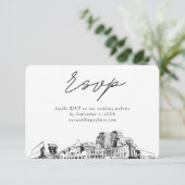 コロラド春結婚ズミニマリストスケッチRSVP エンクロージャーカード (スタンド正面)