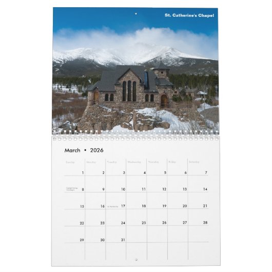 コロラド暦 カレンダー (3月 2026)