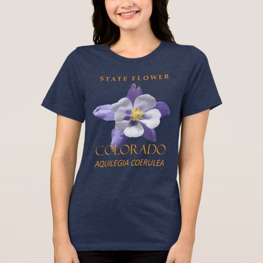 コロラド準州の花 青いオダマキ トライブレンドＴシャツ (正面)