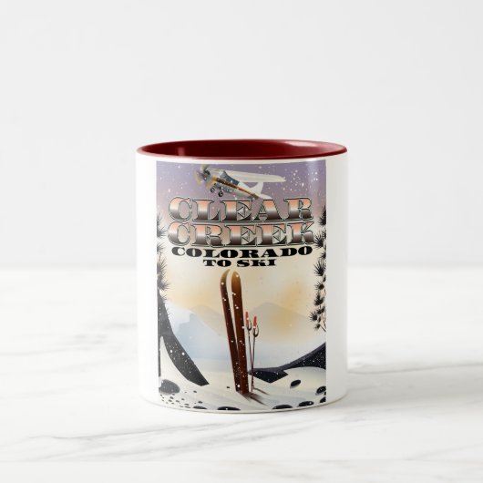 コロラド澄ん州クリークのスキーポスター。 ツートーンマグカップ (中央)