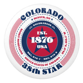 コロラド米州赤白青タイポグラフィ セラミックノブ