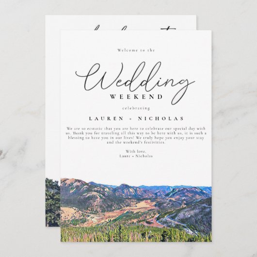 コロラド結婚州の週末のウェルカム日程 招待状 (正面/裏面)