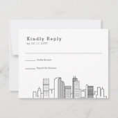 コロラド結婚州デンバー |スタイル化されたスカイラインRSVP 出欠カード (正面)