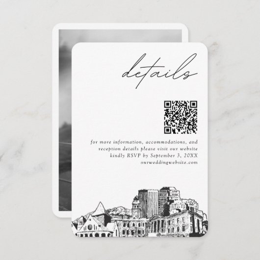 コロラド結婚春のモダン詳細QRコード エンクロージャーカード (正面/裏面)
