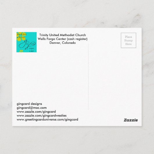 コロラド統一された州，デンバー，トリニティ・メソジスト教会 ポストカード (裏面)