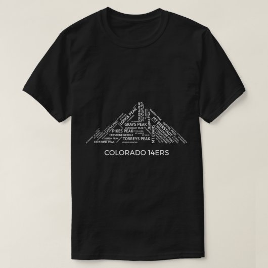 コロラド14er Fourteener Mountains White Tシャツ (デザイン正面)