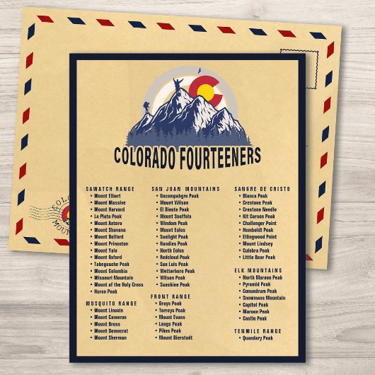 コロラド14ersフォーティーンズマウンテン登山 ポストカード