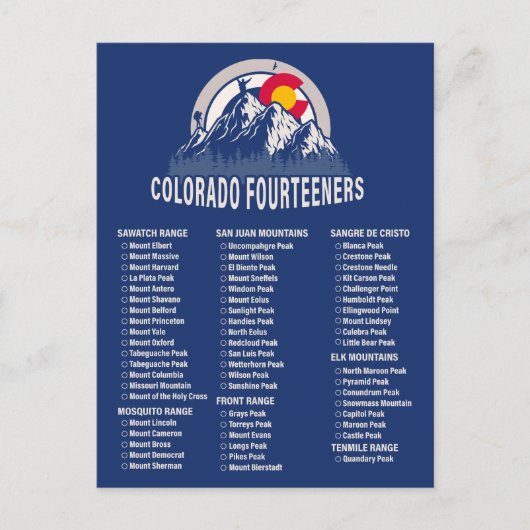 コロラド14ersフォーティーンズマウンテン登山 ポストカード (正面)