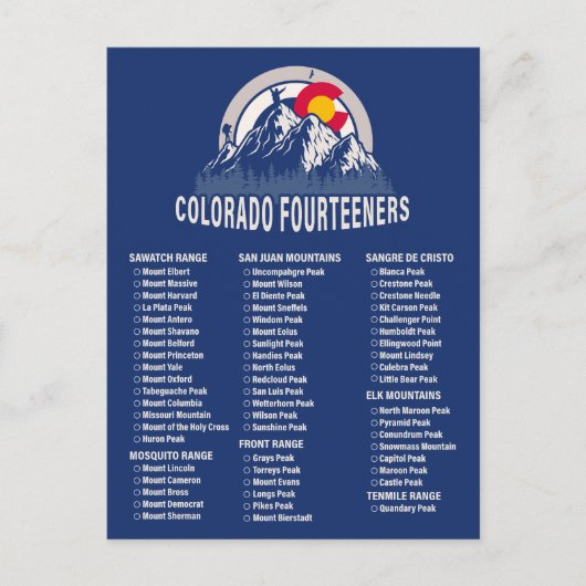コロラド14ersフォーティーンズマウンテン登山 ポストカード (正面)