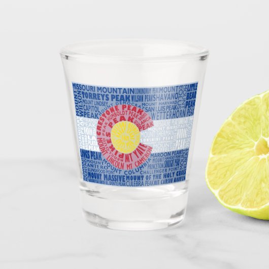 コロラド14ers州旗 ショットグラス (正面)