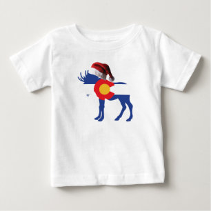 コロラド・ムースがサンタクロース帽を被る ベビーTシャツ