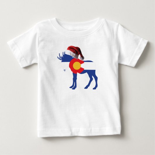 コロラド・ムースがサンタクロース帽を被る ベビーTシャツ (正面)