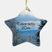 コロラド・ロッキー山脈の松に雪 セラミックオーナメント (裏面)