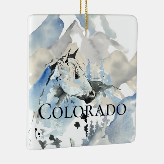 コロラパーソナライズされたドホースnマウンテンズクリスマス セラミックオーナメント (右)