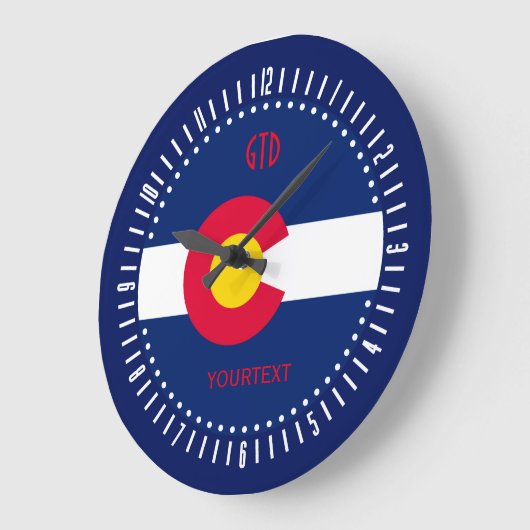 コロラパーソナライズされたド州旗デザインオン ラージ壁時計 (傾斜)