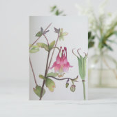 コロンバイン反応カード植物水彩 出欠カード (スタンド正面)