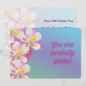 コロンバイン 花 ピンク＆ホワイト 誕生日 招待状 (正面/裏面)