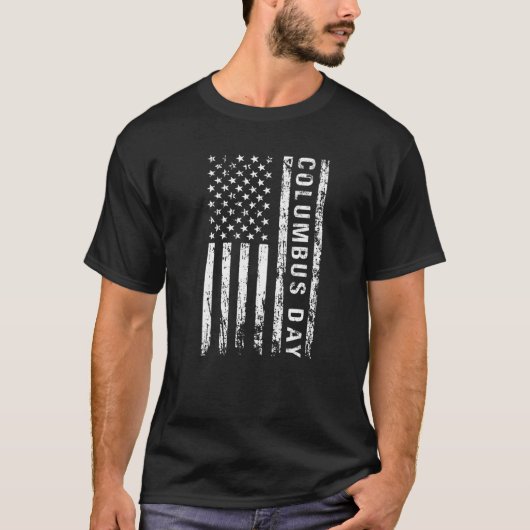 コロンバスの日アメリカ合衆国のディスカバリー国旗の白 Tシャツ (正面)