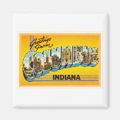 コロンバスインディアナIN古いヴィンテージ旅行お土産 マグネット (正面)