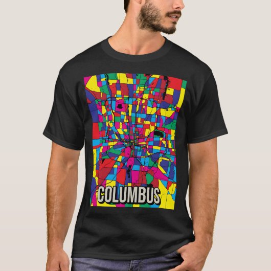 コロンバスオハイオ抽象芸術シティの地図 – アブカラフルストラック Tシャツ (正面)