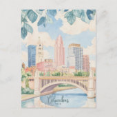 コロンバスオハイオ絵を描グアッシュイラストレーション旅行 ポストカード (正面)