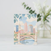 コロンバスオハイオ絵を描グアッシュイラストレーション旅行 ポストカード (スタンド正面)