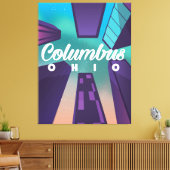 コロンバスオハイオ超高層ビル旅行ポスタープリント。 キャンバスプリント (インサイチュ (リビング))