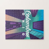 コロンバスオハイオ超高層ビル旅行ポスタープリント。 ジグソーパズル (横)