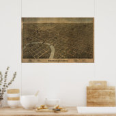 コロンバスオハイオ1872アンティークパノラママップ ポスター (キッチン)