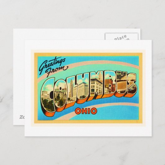 コロンバスオハイオOH古いヴィンテージ旅行の土産 ポストカード (正面/裏面)