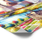 コロンバスオハイオUSA旅行の場所の水の色 ポスター (角)