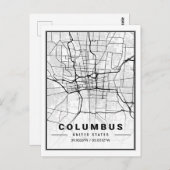 コロンバスオハイオUSA旅行市地図ポスター ポストカード (正面/裏面)