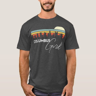 コロンバスガールレトロサンセットシティスカイライン Tシャツ