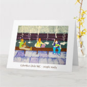 コロンバスサークルアートプリント折り畳みグリーティングカード カード (黄色い花)