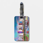 コロンバススカイライン抽象芸術アート ラゲッジタグ (裏面縦)