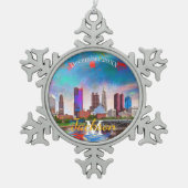 コロンバススノーフレークペーターのクリスマスオーナメント スノーフレークピューターオーナメント (正面)