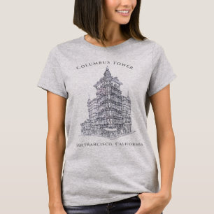 コロンバスタワースケッチ   CA Tシャツ、サンフランシスコ Tシャツ