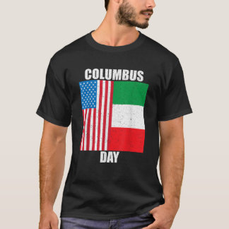 コロンバスデイ愛国的なアメリカ国旗のアメリカのディスコ Tシャツ