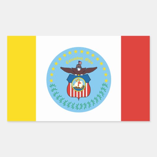 コロンバス州旗、オハイオ州立長方形ステッカー 長方形シール (正面)