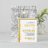 コロンバス愛ロケータ |シティテーマ結婚の 箔招待状 (立ち正面)