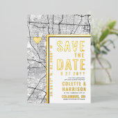 コロンバス愛ロケータ |結婚式の日付の保存 箔招待状 (立ち正面)